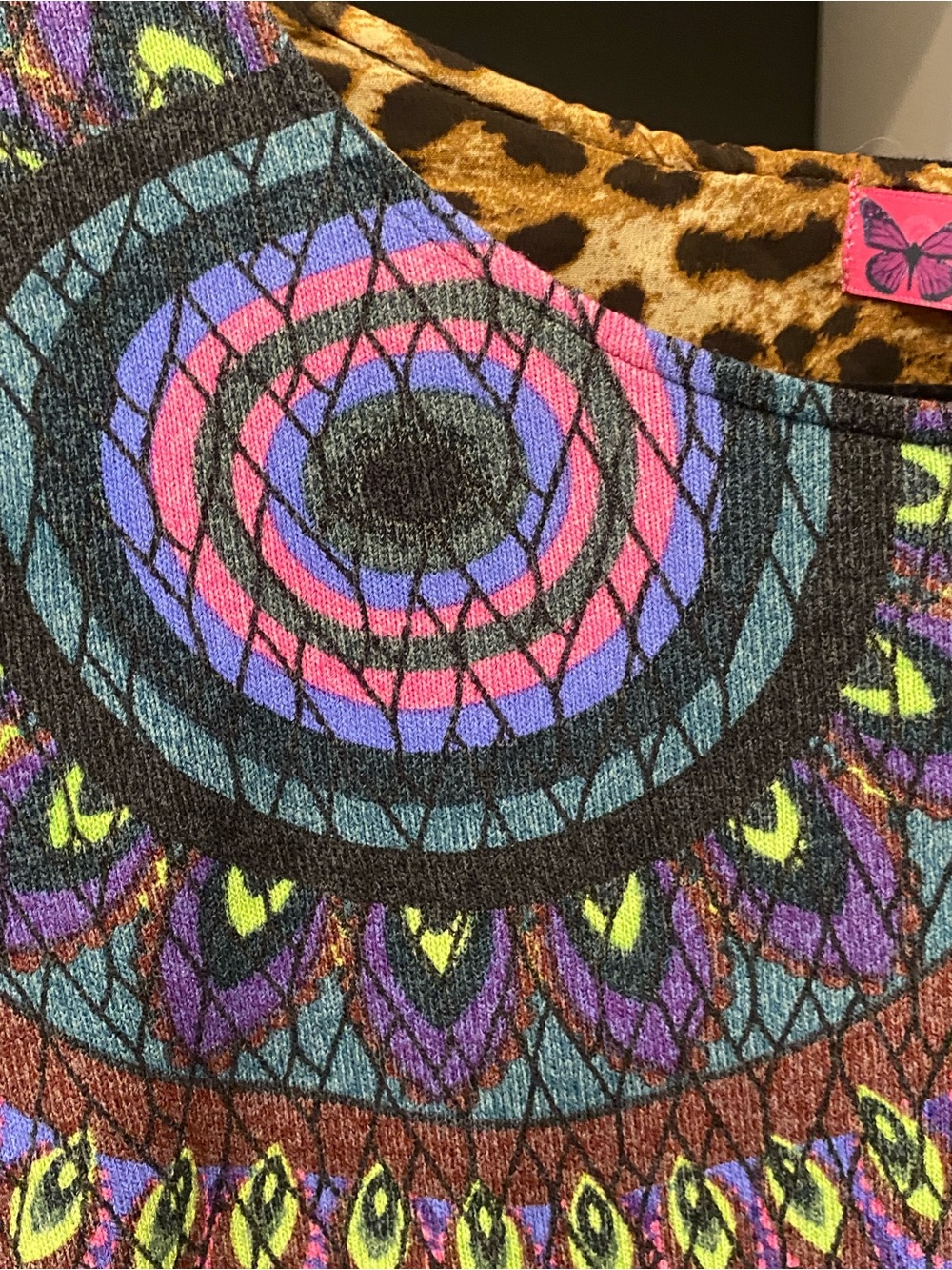 Desigual Women's Printed Long-Sleeved TwoferTop with Colorful Mandala Detail - Picture 6 of 8